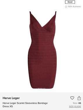 Herve Leger Burgundy V‑Neck Sleeveless Bandage Mini Dress